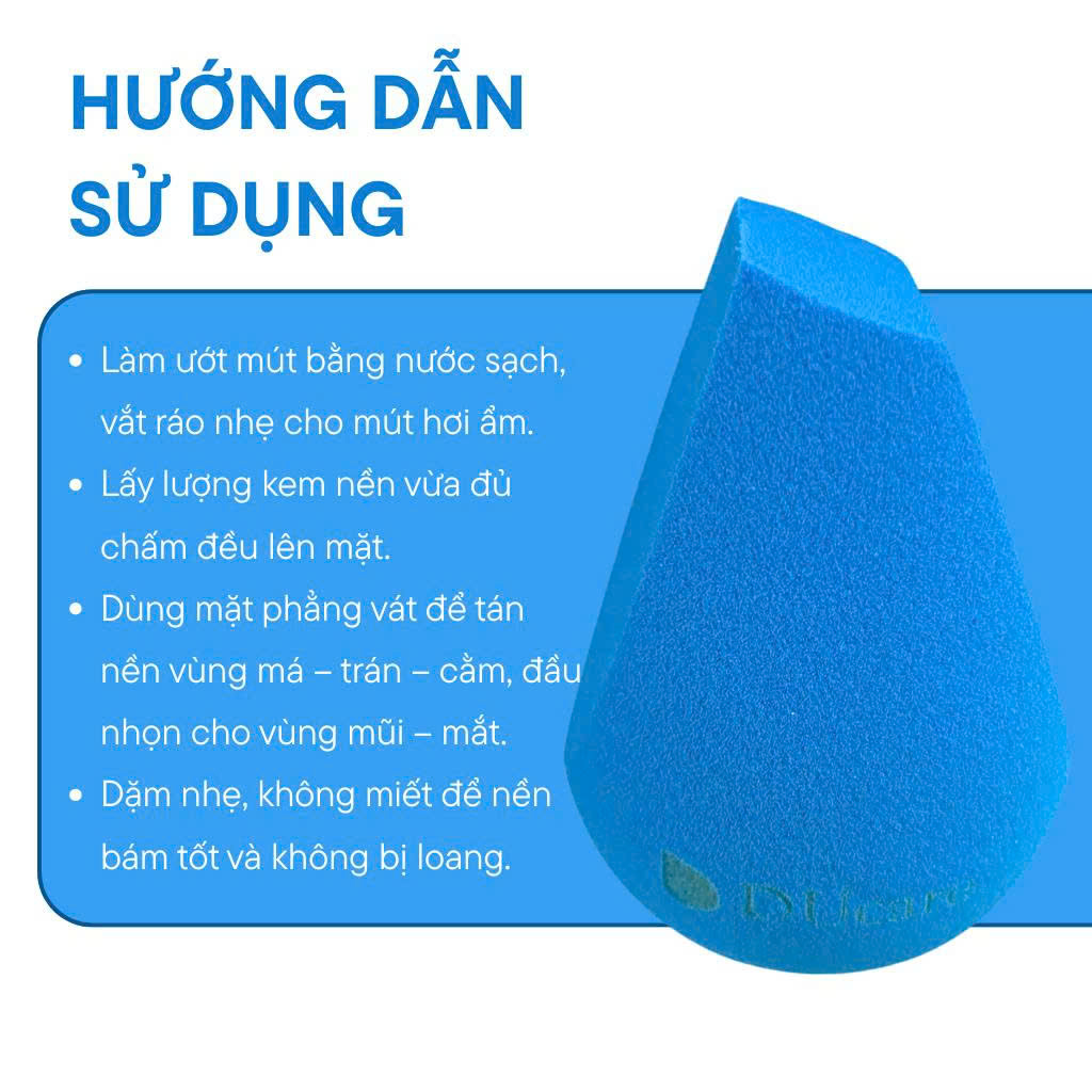 Mút Tán Nền/Má Hồng Kem/Che Khuyết Điểm Ducare Miracle Foundation Concealer DUM02 Vát Xéo 2 Đầu
